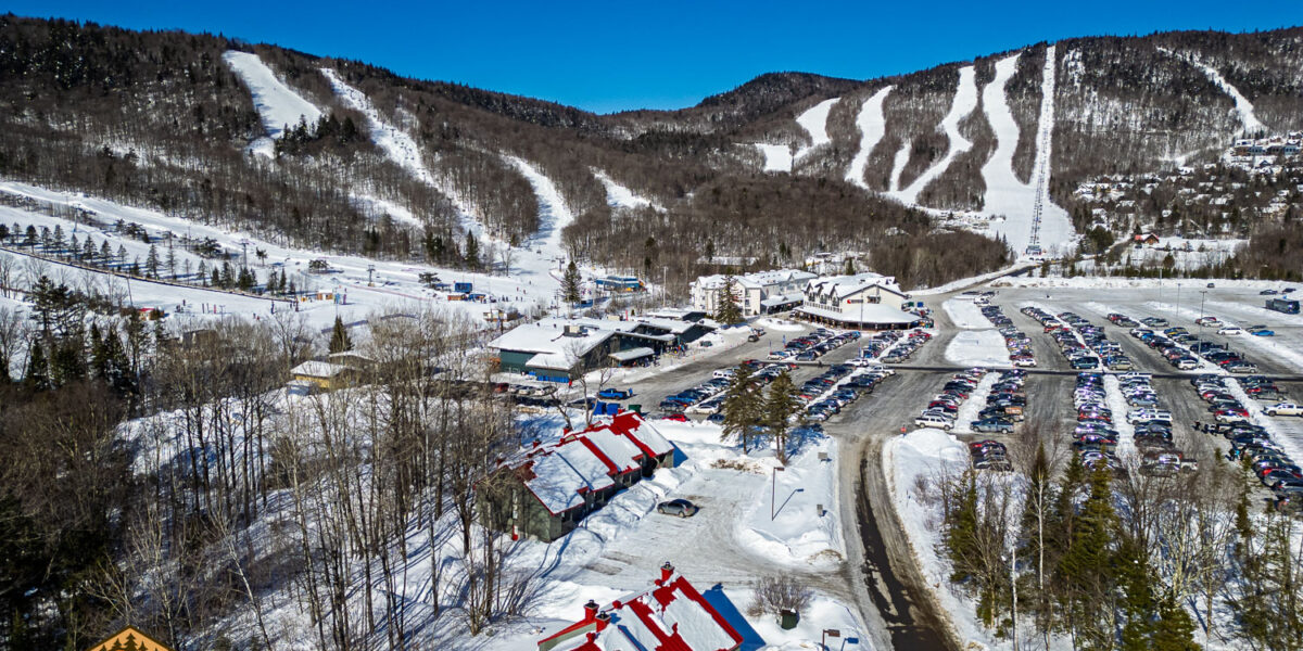 Ski fun at Stoneham ski resort, Quebec.